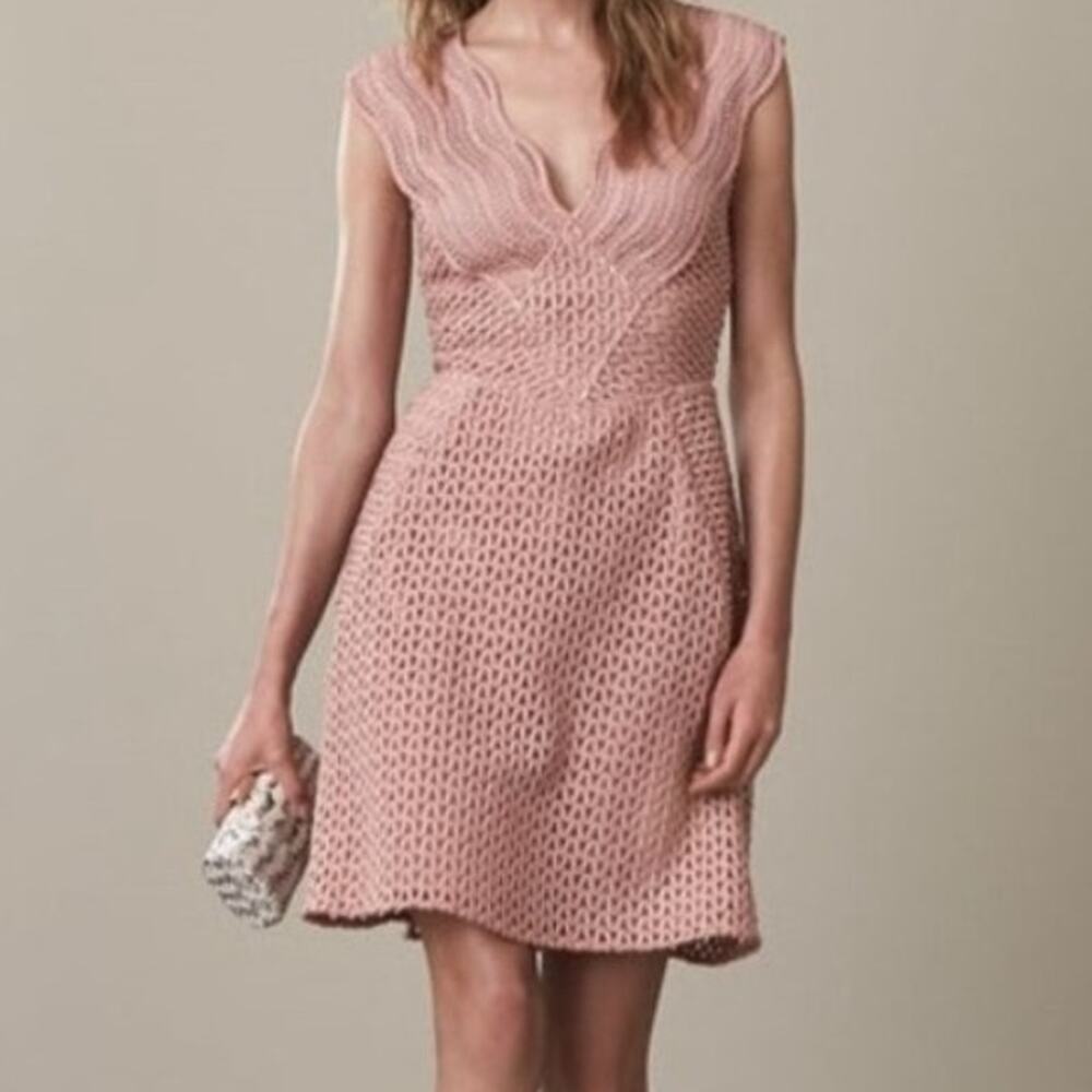 Reiss NWT Pink Marianna Lace A-Line Cap Sleeves Dress Size 8